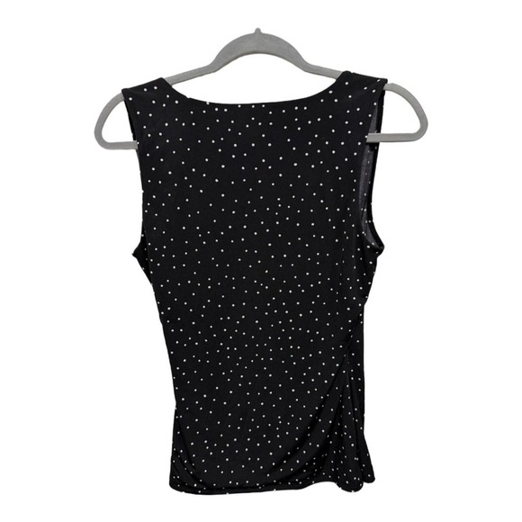 White House Black Market Faux Buttons Shoulder Tank Faux Wrap Polka Dot Size S - Picture 4 of 6
